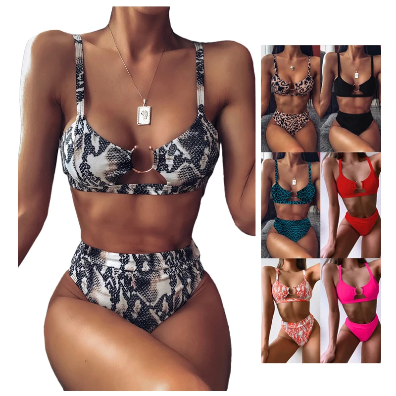 

Bikini Sexy Push Up High Waist Leopard Snake Print Split Womens Swimwear Bikini Summer New 2021 Swimwear