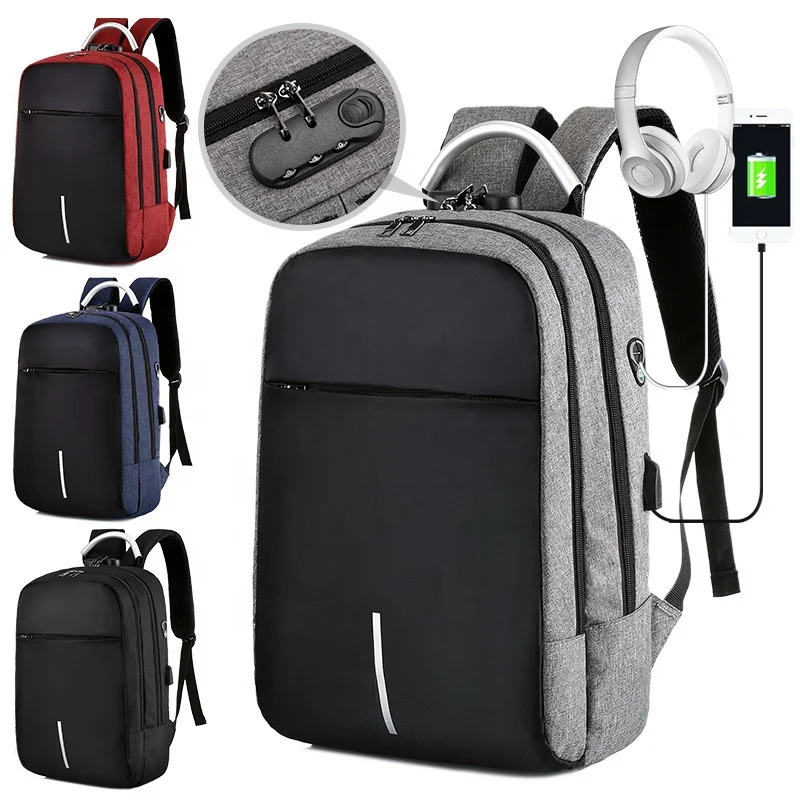 

Custom Logo High Quality University Student School Bags Men's Laptop Backpack With USB Charging Port Multi-function Teenage Bag