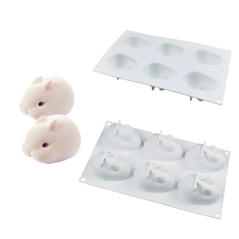 

Falytemow Silicone 3D Easter Rabbit Bunny Mold for Baking Mousse Cake Mold Soap Making Mould Chocolate Ice Cream Jelly Dessert M, White