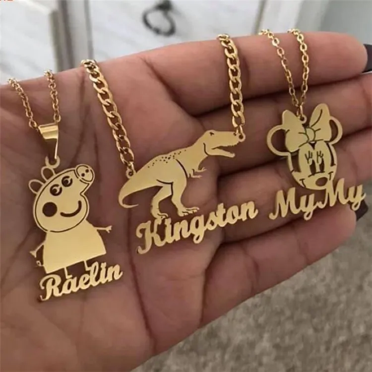 

Personalized Custom Stainless Steel Cartoon Character Pattern Necklace Custom Name DIY Creative Pendant, Picture shows