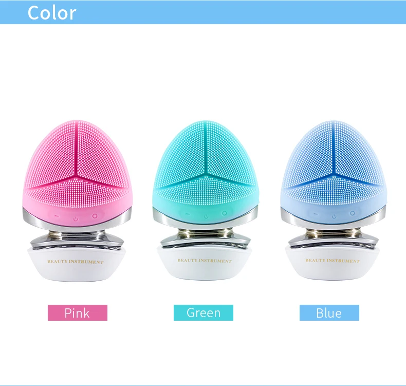 

Soft handheld waterproof electric silicone facial cleansing brush manual handle home face massager