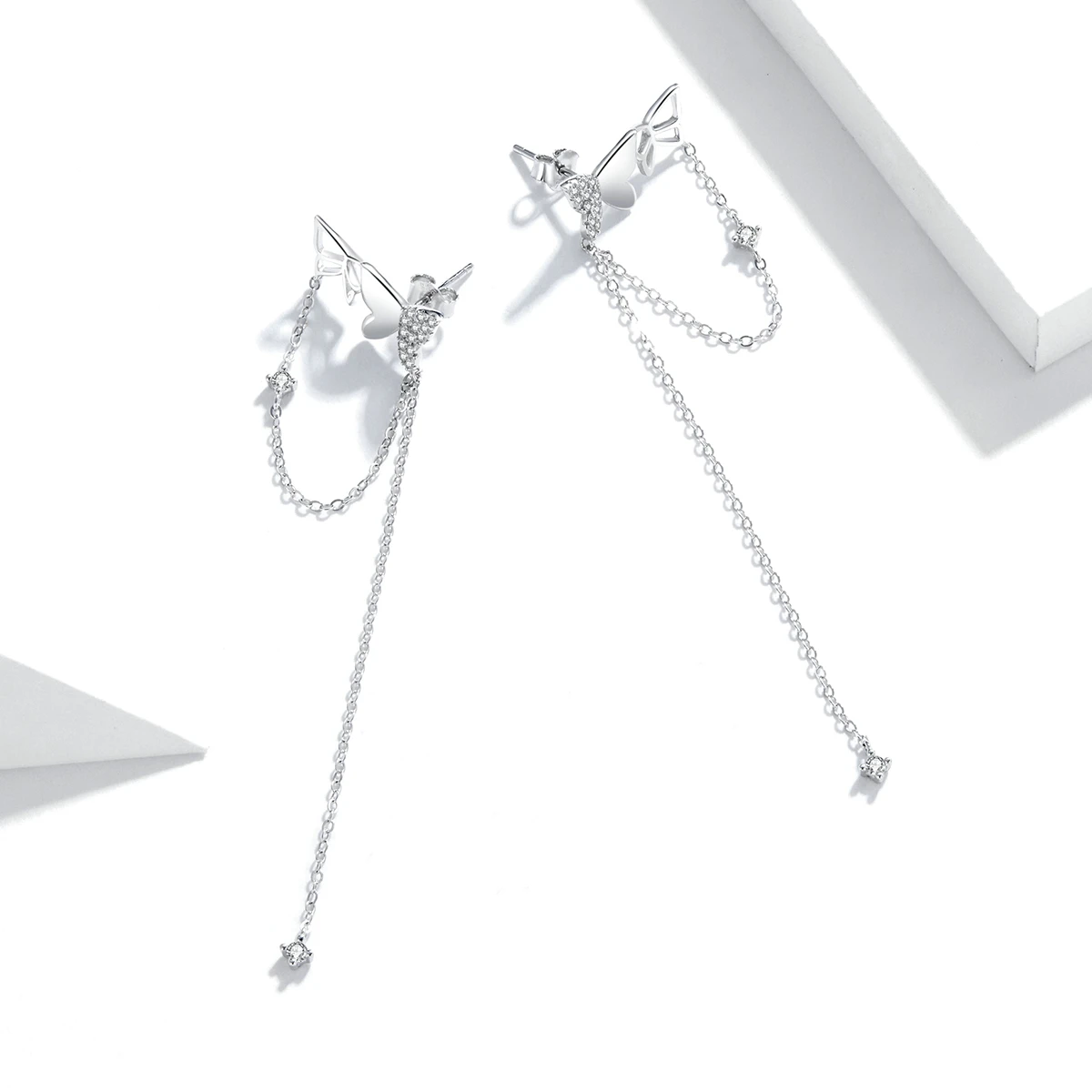 

Genuine Accessories Women 925 Sterling Silver Earrings Butterfly With Tassel Earrings