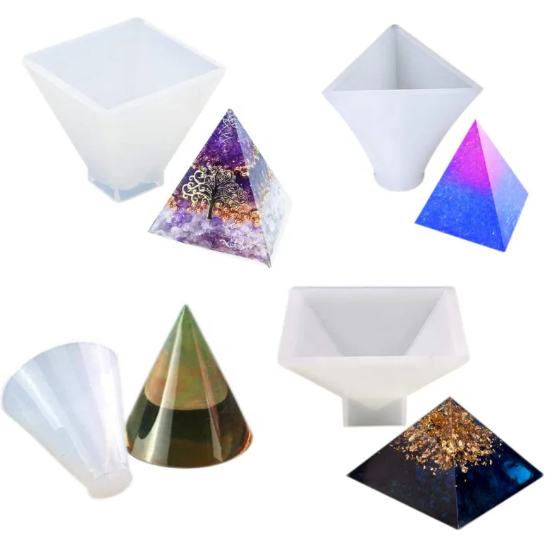 

4 Packs Pyramid Silicone Molds Epoxy Resin Cone Molds DIY Casting Mold For Jewelry Craft Making, White