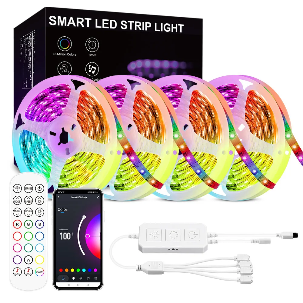 20M 360 LEDs IP65 Waterproof Tuya Wifi Smart LED Strip Light SMD 5050 RGB Work With Amazon Echo and Google Assistant