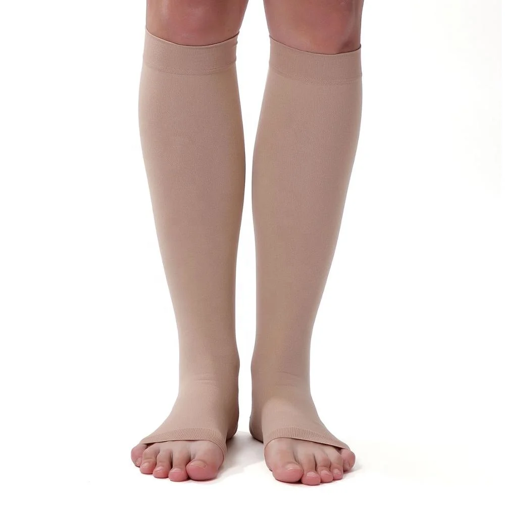 23-32mmHg Open Toe Medical Compression Socks Knee High Graduated Custom Logo Travel Nurse Compression Socks Stockings