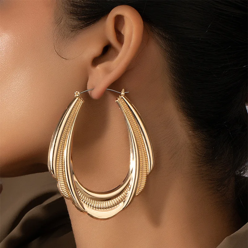 

Egg Shaped Hoop Earring Bamboo 14k Gold Plated Best Selling Fashion Hoop Bamboo Earrings