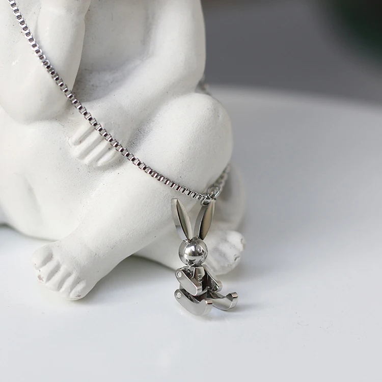 

Heavy Gothic Grunge Rabbit Pendant Easter Bunny Statement Long Chain Punk stainless Steel animal pet necklace for Women and man, Optional as picture,or customized