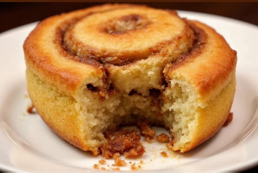 Perfectly baked cinnamon roll cake mix with golden brown exterior and gooey center