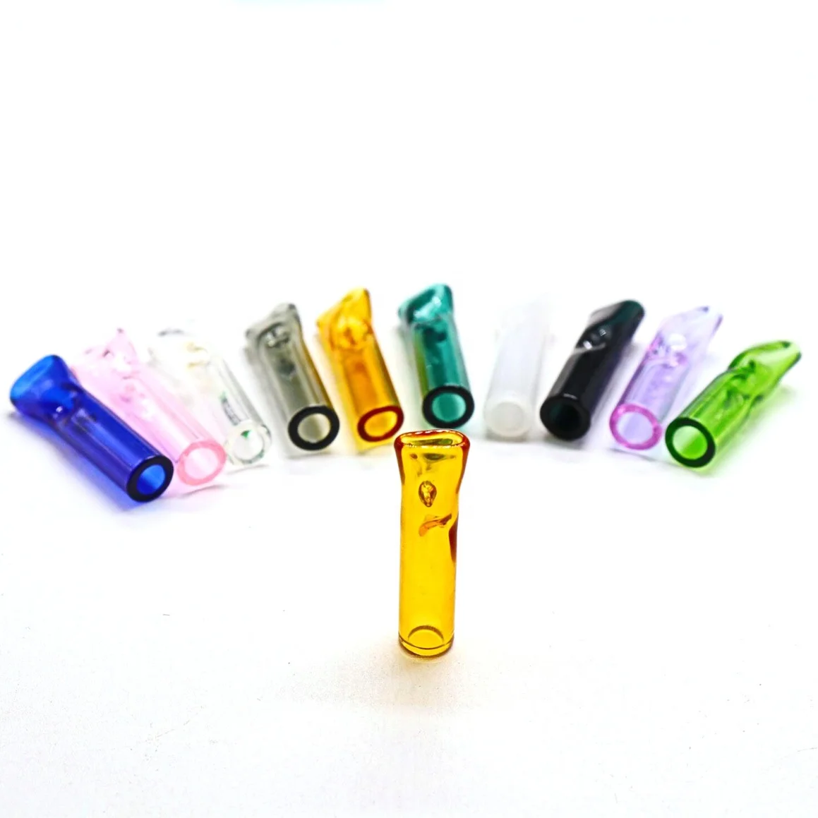 

Support customized flat-head transparent colored glass cigarette holders smoking accessories glass pipes