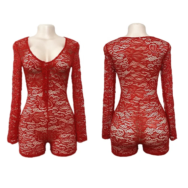

Hot Sale Sexy Lace Onesie Adult Women Lingerie Onesie Lace One Piece Sexy Lingeries, Blue, red, rose madder,green, pink, black, white