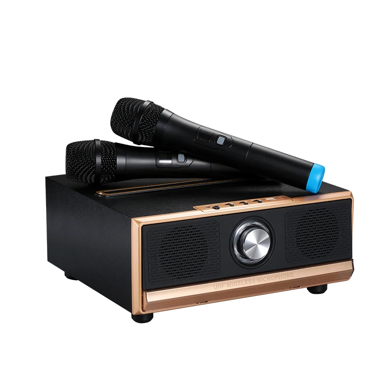 

2000mah High Capacity Family TV Stereo Home Karaoke Blue tooth BT Wooden Speaker with MIC Microphone