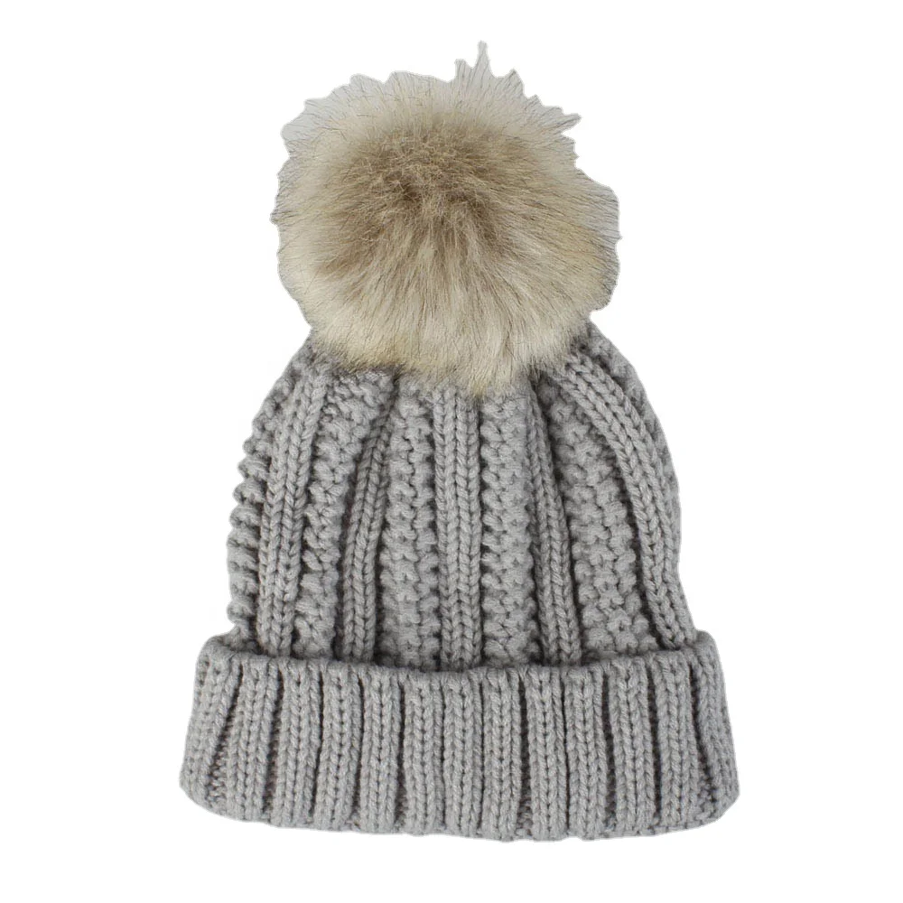 

Fashion Gift Warm Winter Women Beanies Adult Hat Solid Beanies with Pom, 13 color
