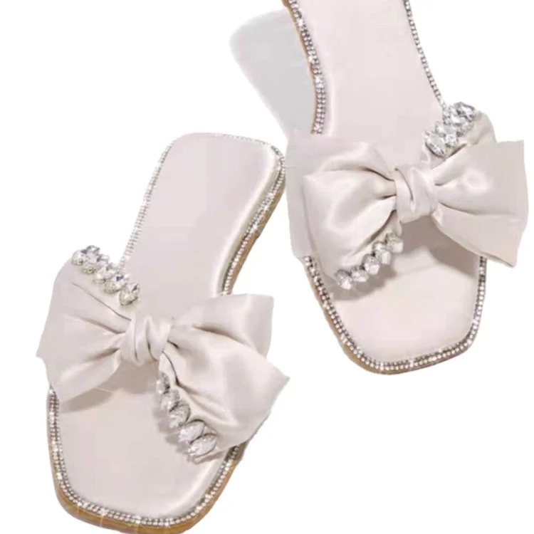 

2021 new style bowknot decorative women's slippers one-line slippers fashion girl slippers, Picture