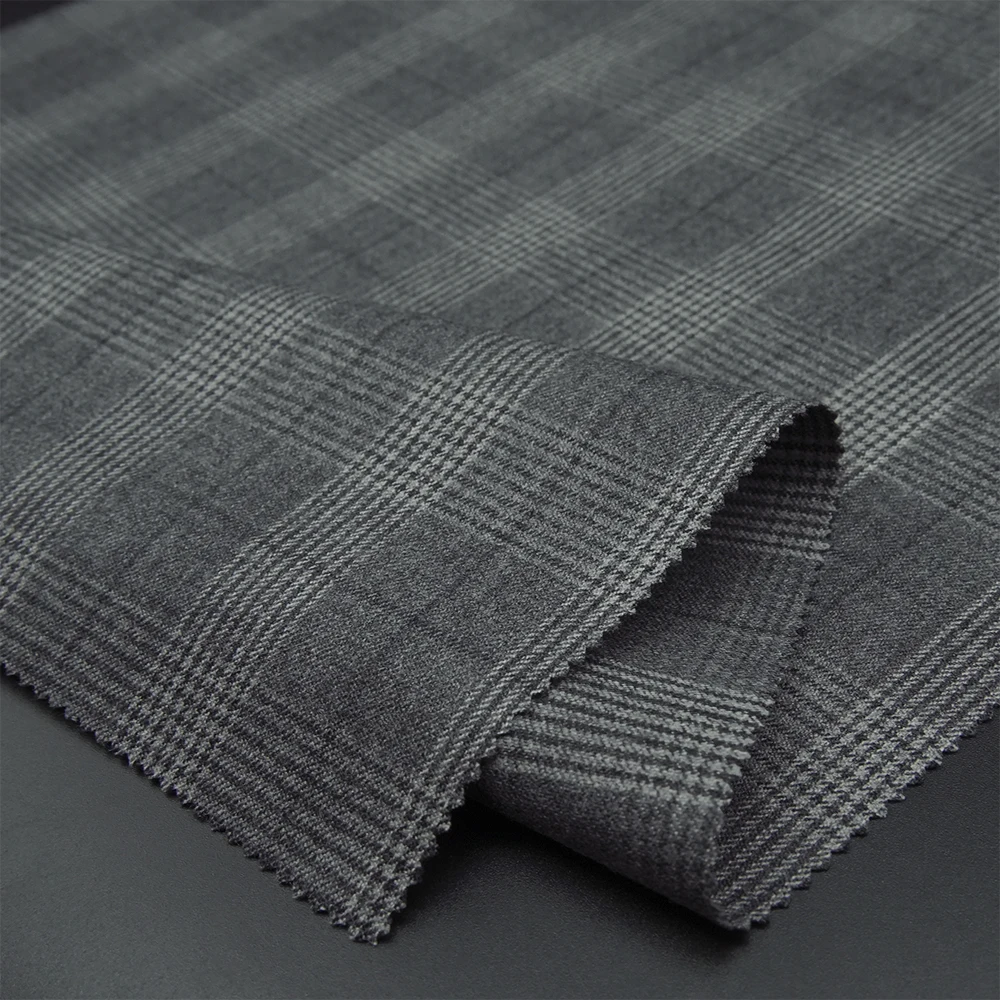 Classic RTS Plaid Luxury Italian Woven 97% Worsted Wool 3% Lyocell Eco-Friendly Yarn Dyed Pattern Men's Suiting Fabric for