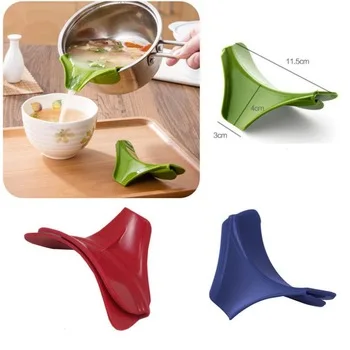 

Creative Anti-spill Silicone Slip On Pour Soup Spout Funnel Deflector Edge Kitchen Gadget Tool