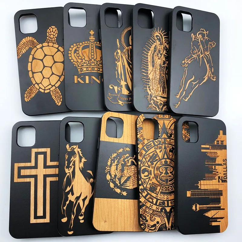 

New Style Wholesale Custom Wooden Phone Case Laser Engraving Wood Cell Phone Case For IPhone