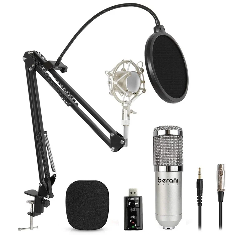 

BM700PP Bm 700 omnidirectional podcast studio recording electret condenser microphone pc professional set, Black/white/champagne/blue/pink