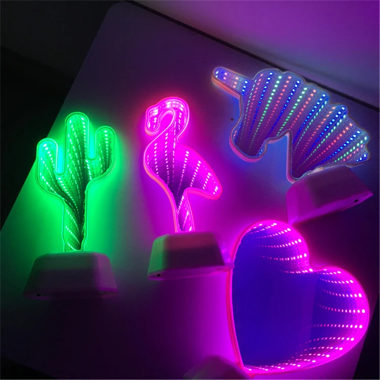 Party Decor Tunnel Lamp Double-side Infinity Light LED Light 3D Infinity Mirror Angel Sign led Night Light