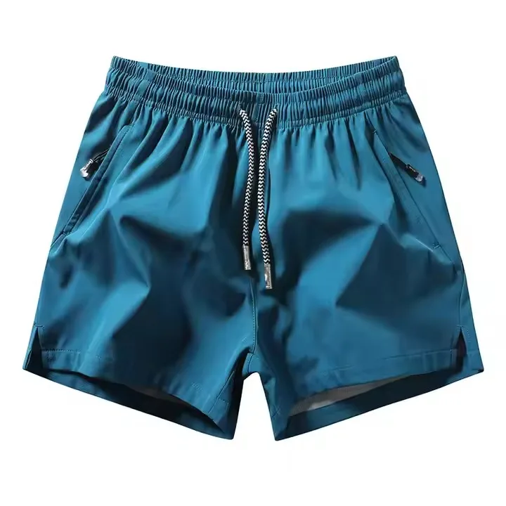 Casual Mid Waist Board Shorts Zipper Pockets