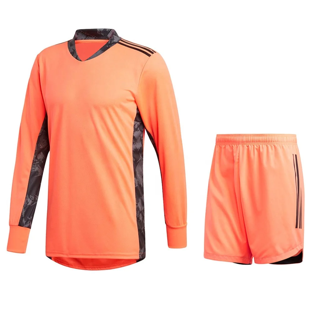 
Wholesale Dry Fit Football Uniform Customized Logo Printed Full Sleeve Soccer Goalkeeper Jersey Set 