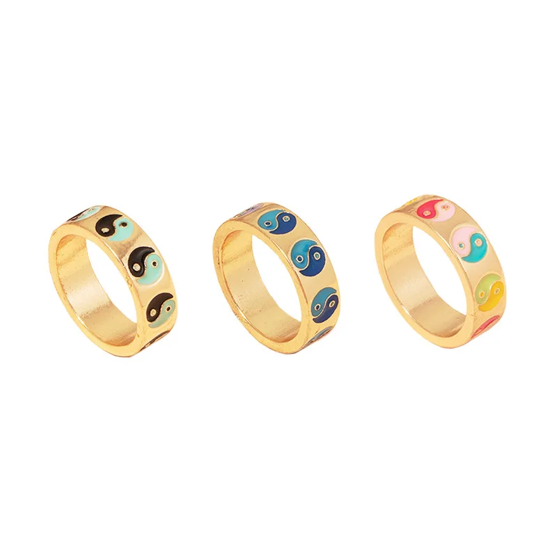 

Gaby Retro Chinese wind gossip tai chi gold piated ring female celebrity new hip-hop street beat ring men wholesale body jewelry