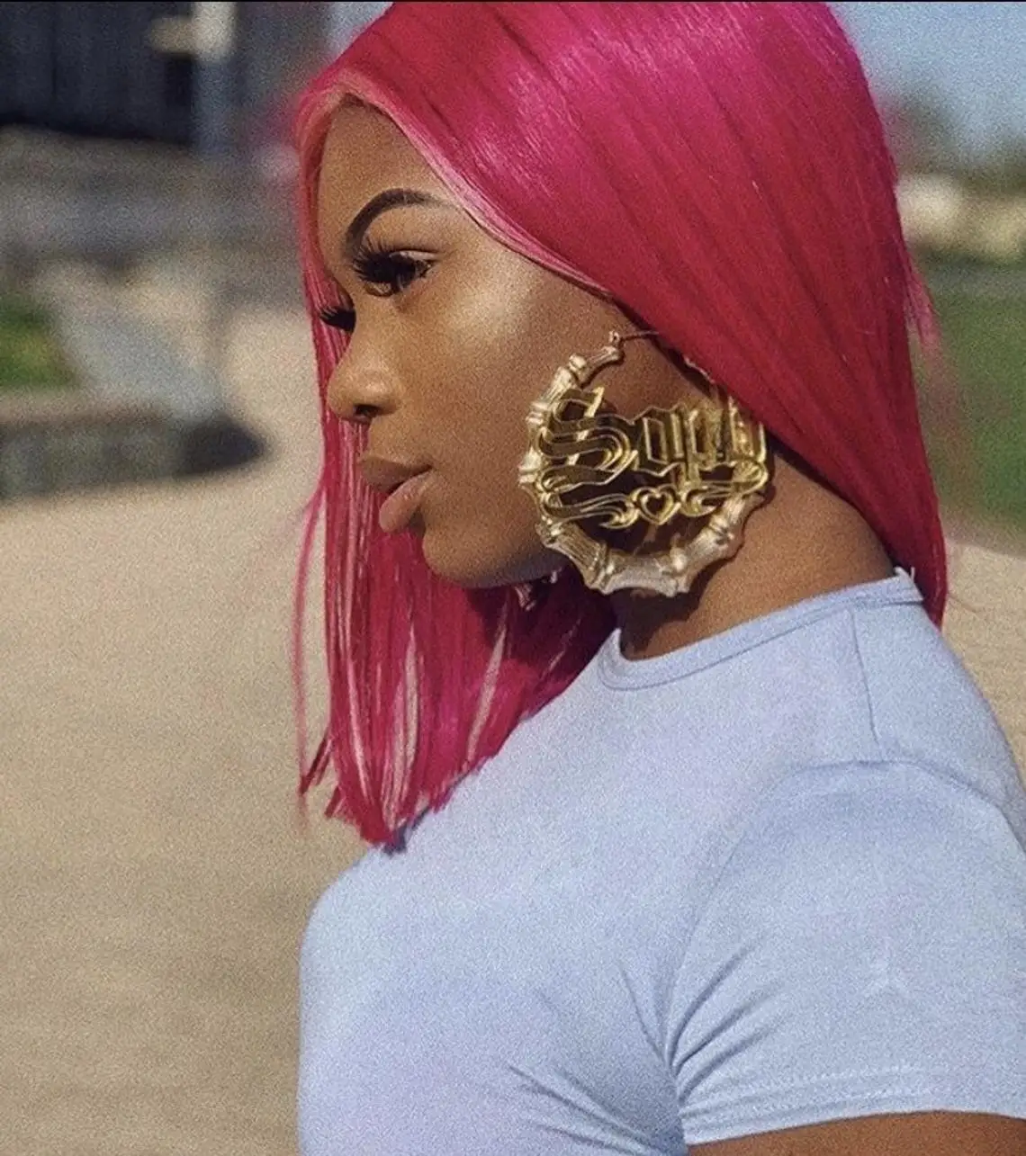 

New Arrival 9cm Big Hoop Ring Name Earrings Design Boujee Bamboo Hoop Earrings For Women custom name personalized earrings