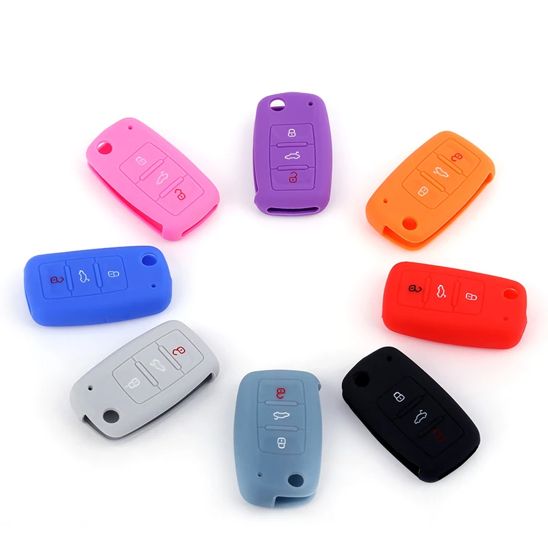 

Creative Candy Color Men Women Simple Mini Car Silicone Car Key Case Remote Control Protective Cover, 16 colors