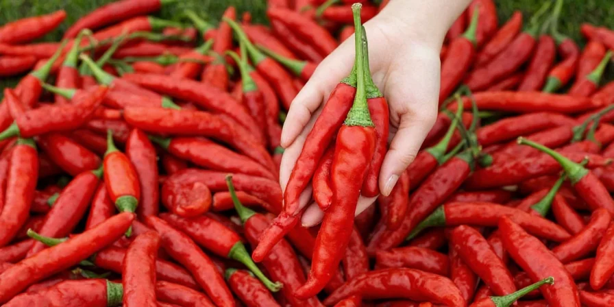 A smiling person holding a tree chili plant