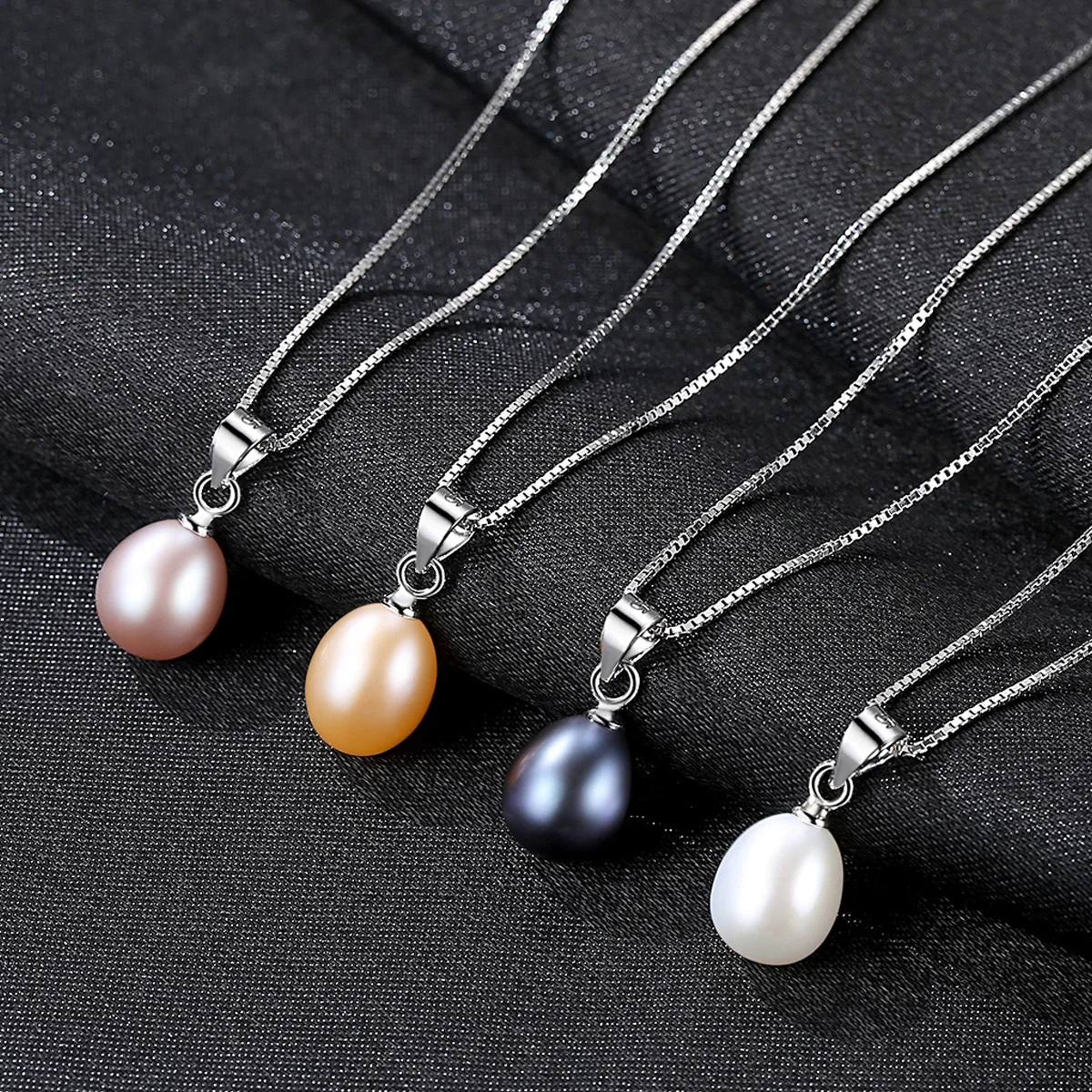 

ROMANTIC Wholesale Women S925 Sterling Silver 18K Gold Plated Natural Pearl Pendant Necklace