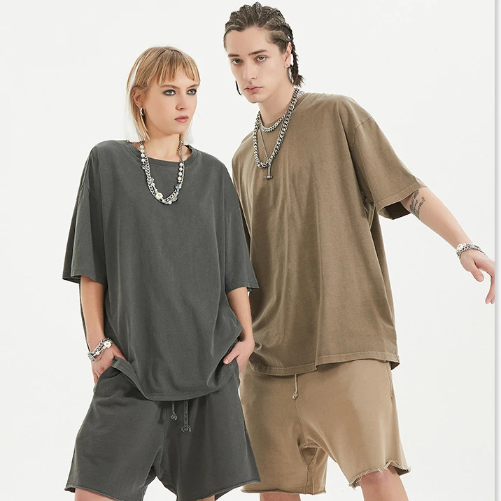 

Ready to ship fashion crew neck cotton vintage enzyme washed oversize t shirt