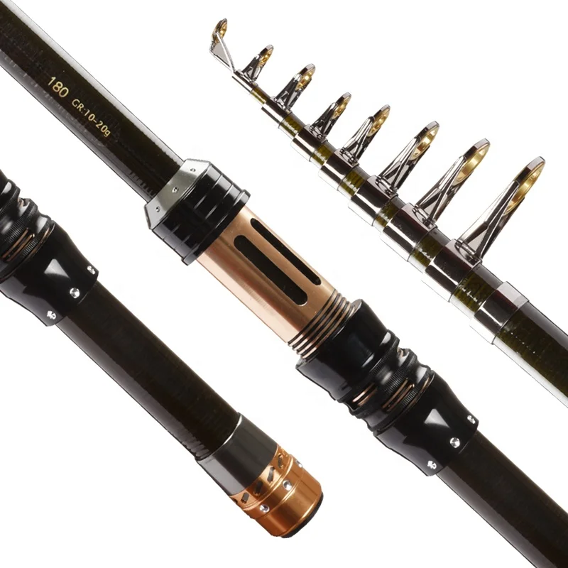 

Wholesale fishing tackle mini carbon fiber fishing rods telescopic, Gold+black