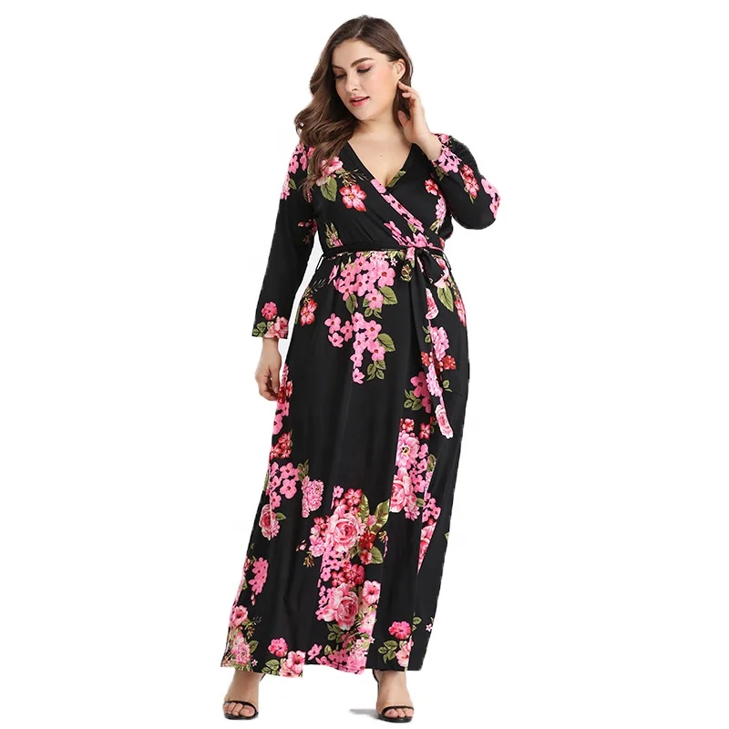

Amazon hot sales plus size print dress womens long Casual dresses India fashion clothing