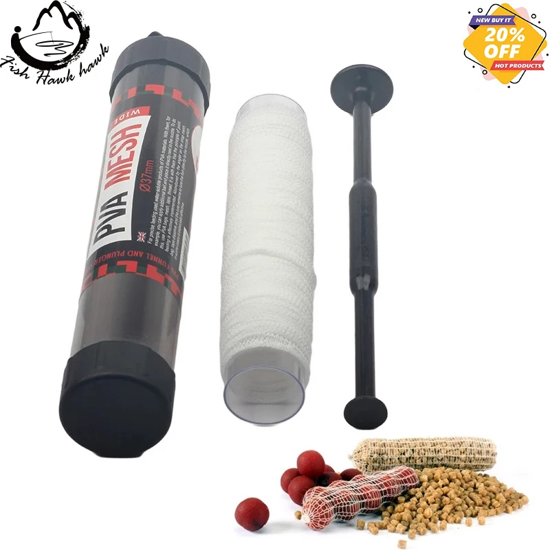 

Water Dissolving PVA Narrow Mesh Tube Net Carp Fishing Feeder Lures Refill Plunger Bar Tackle Carp Fishing Feeder, Transparent