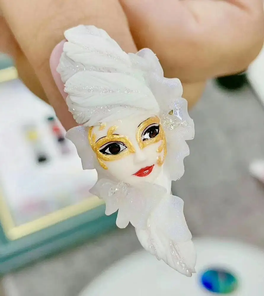 

Queen Shining No Wipe No Top 4D Nail Art Carving Flower Nail Art Gel Polish, 12 colors