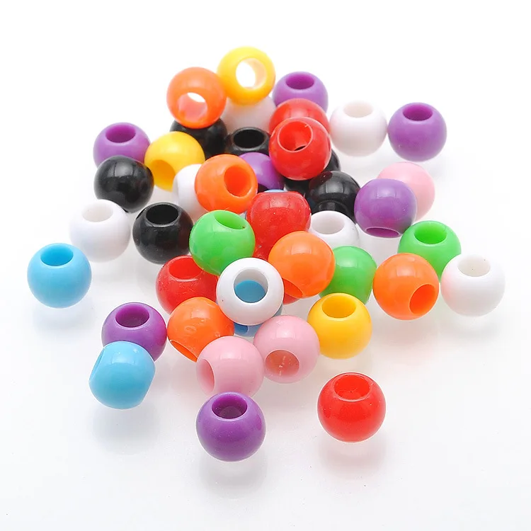 

opaque colorful acrylic big hole beads plastic barrel beads pony beads diy for jewelry making, Picture shows