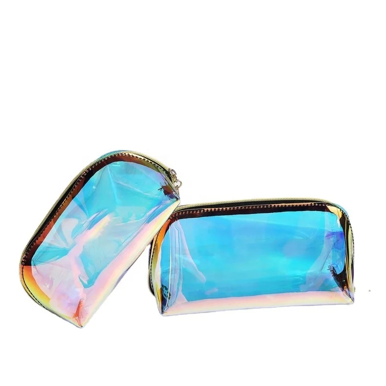 

YAESHII custom logo transparent pvc make up bag waterproof customized TPU bag Holographic Makeup Bag for girls, As picture show