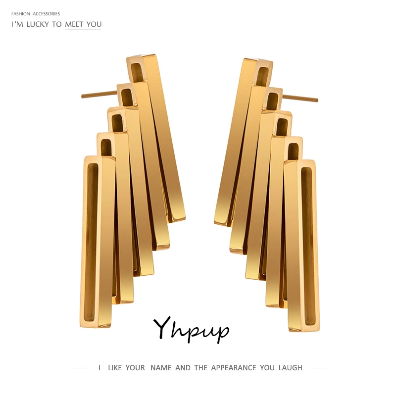 

Yhpup Statement Trendy Minimalist Geometric Jewelry Temperament Stainless Steel Plated Real Gold Jewelry Earrings for Women 2020
