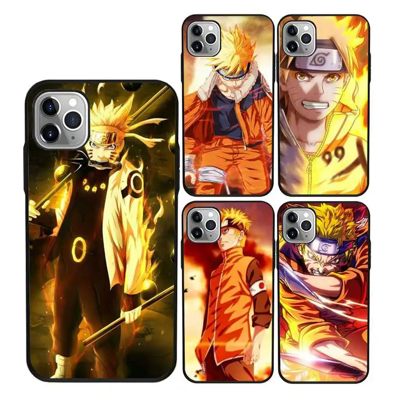 

Anime Naruto Sasuke Luminous protective phone covers for iPhone 11Pro Max 11 X XS XR XS MAX 8plus 8 7plus 7 6plus 6 5 5E case, Black