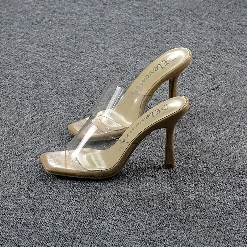 

Winter New Fashion Women Transparent Shoes Stiletto Slip On Stylish Ladies Sandals Heels Shoes Slippers Women High Heel Shoes