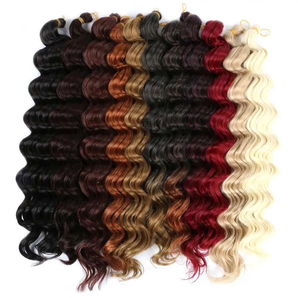 

20 Inch Body Wave Ocean Wave Deep Wave Twist Crochet Braids Synthetic Braiding Hair Extension Deep Curly Crochet Bulk Hair