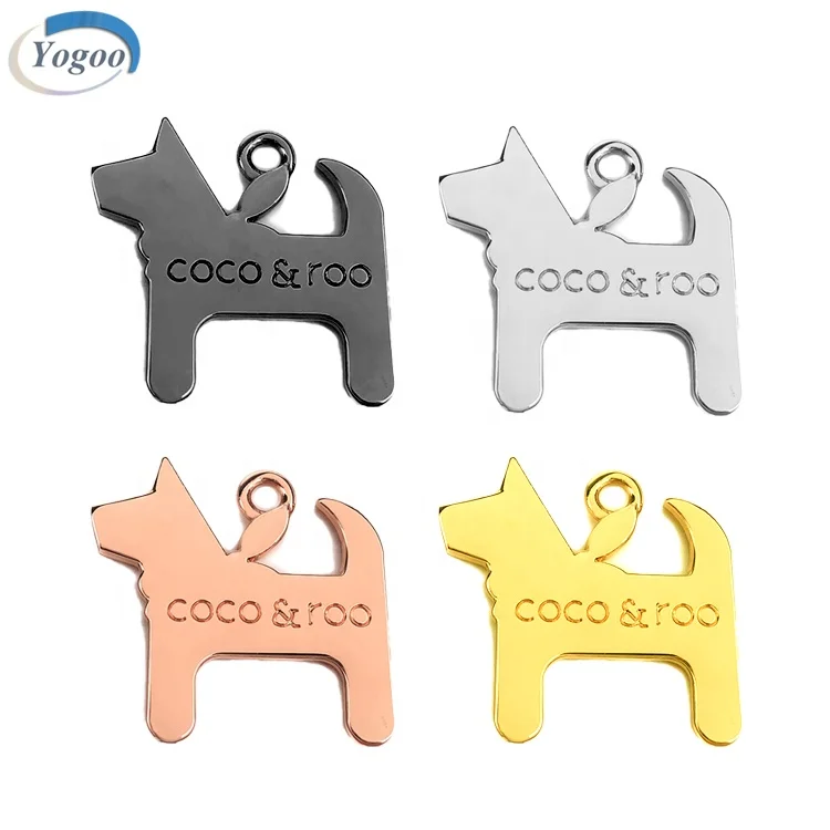 

Hot Selling Rose Gold Pet Zinc Alloy Metal Custom Logo collar Charm for Dog
