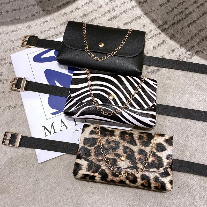 

2021 New Leopard Print Women Hand Bags Small Waist Bag Trendy Fashion Chain Mobile Phone Bag