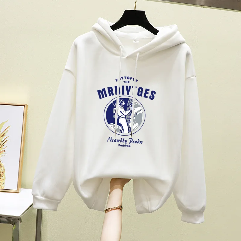 

Oem Premium Wool Cotton Streetwear Blue Women's Custom Embroided Logo Hoodie