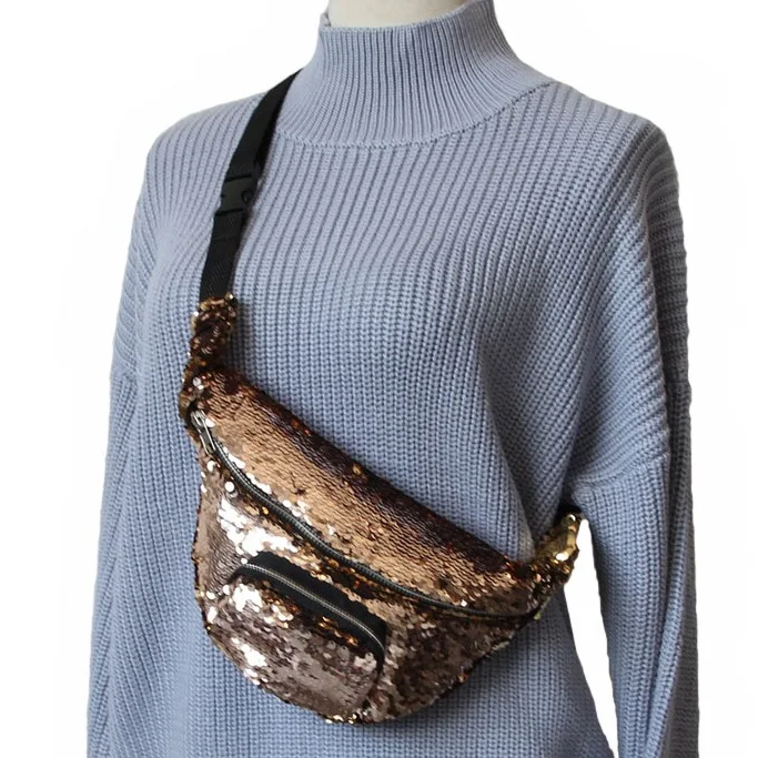 

New Fashion Ladies Sequins Bum Bags Mermaid Make Up Storage Bum Bag, Multi color