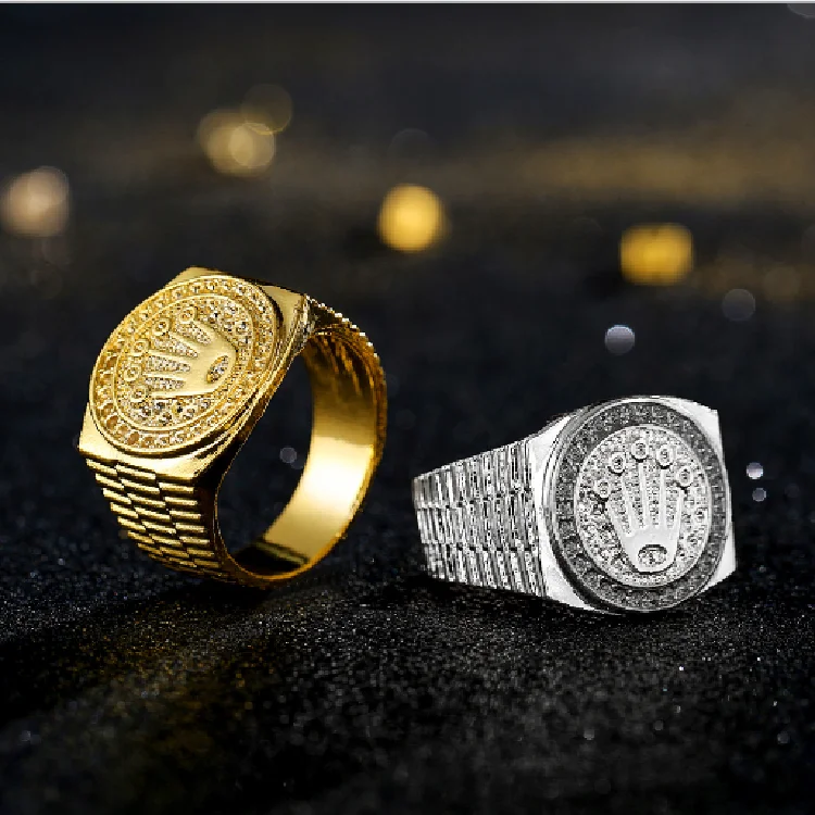 

2021 Best Selling Hot Sale Hip Hop Crown Ring Men and Women Gold-plated Ring Jewelry
