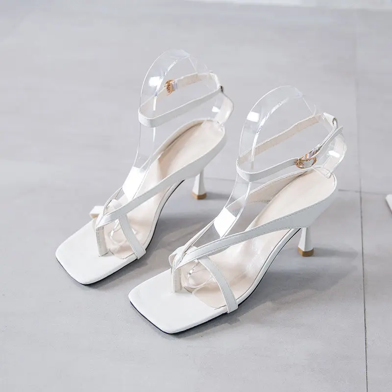 

big size 35-43 hot sale Stilettos thin heel shoes reinforced strap sexy white heels for women 2021