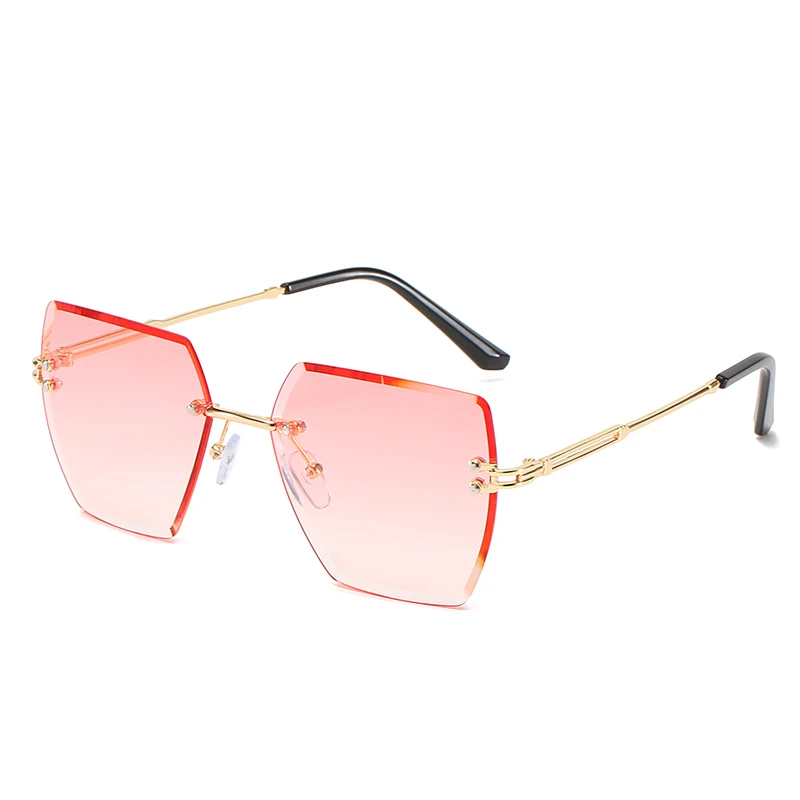 

2021 New trendy individual frameless candy color elegance shades sunglasses 8816