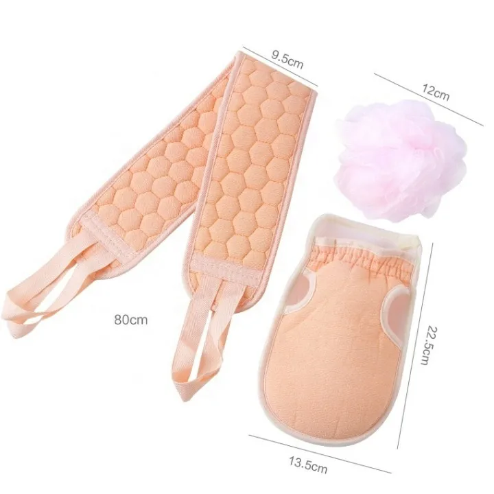 

2021 Back Scrubber for Shower Long Body Exfoliating Loofah Washer Scratchers Extendable mesh puff glove boxed bath set