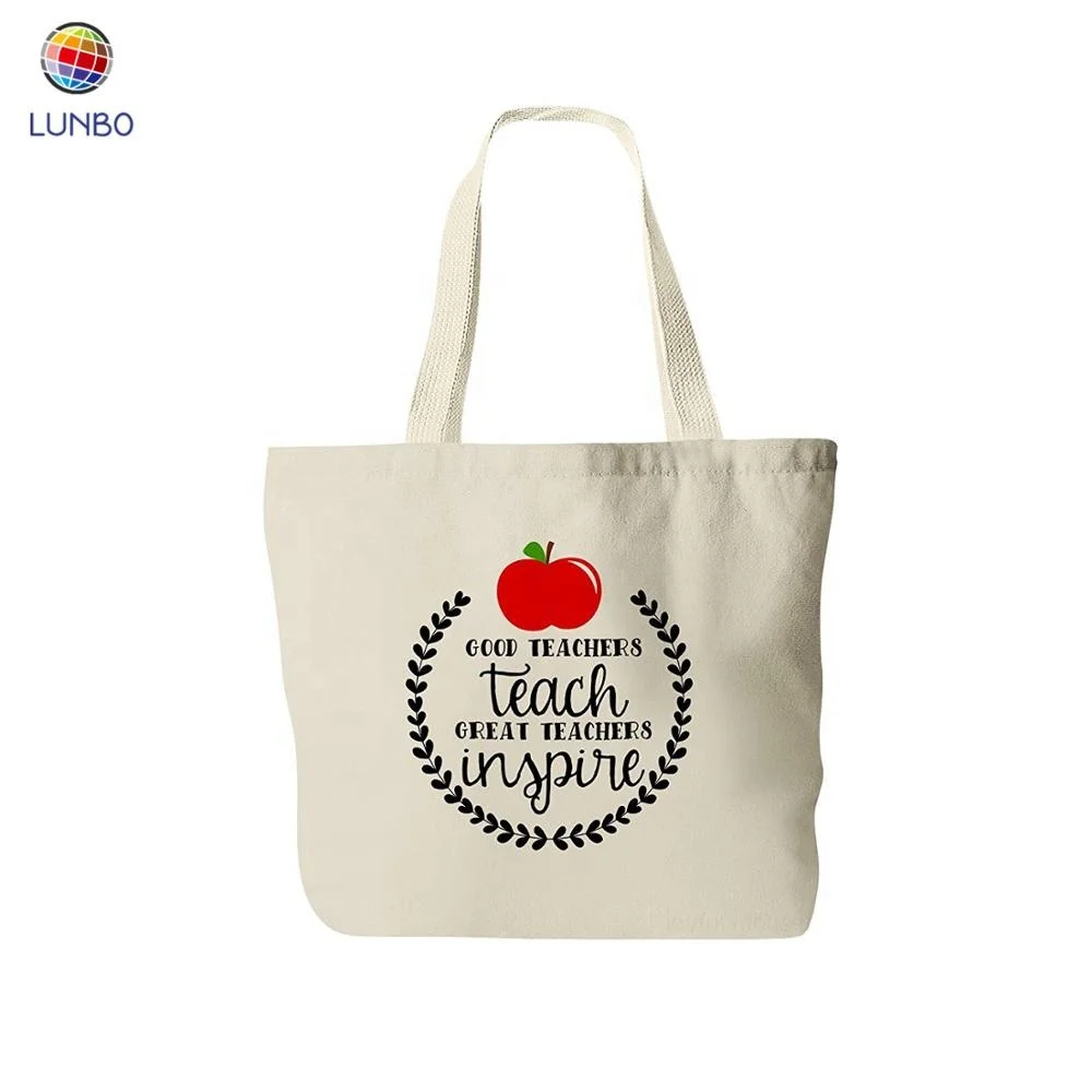 

Personalized Apple Print Monogram Teacher Gift Tote Canvas Bag, White,natural,black