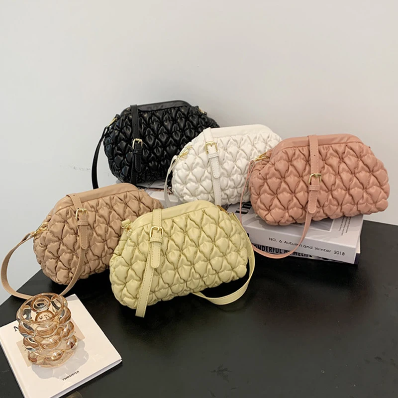 

Korean folding cloud clutch purse personality ladies fashion handbags crossbody cell phone bag, 5 color